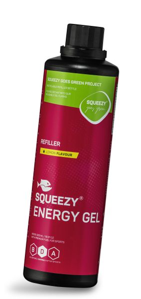 SQUEEZY ENERGY GEL 500-ml-REFILLER, - Zitrone