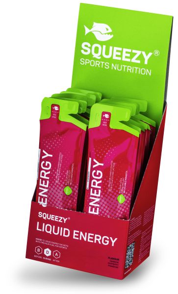 SQUEEZY LIQUID ENERGY 12 x 60-ml-Beutel, - Wassermelone